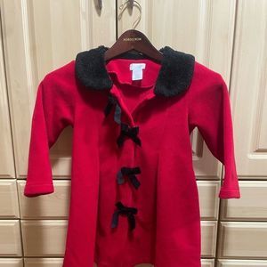Girls Dress/Holiday Jacket with bow enclosures. Red and black.
